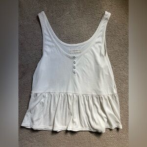 Lucky Brand White Tank Top with Button Accents